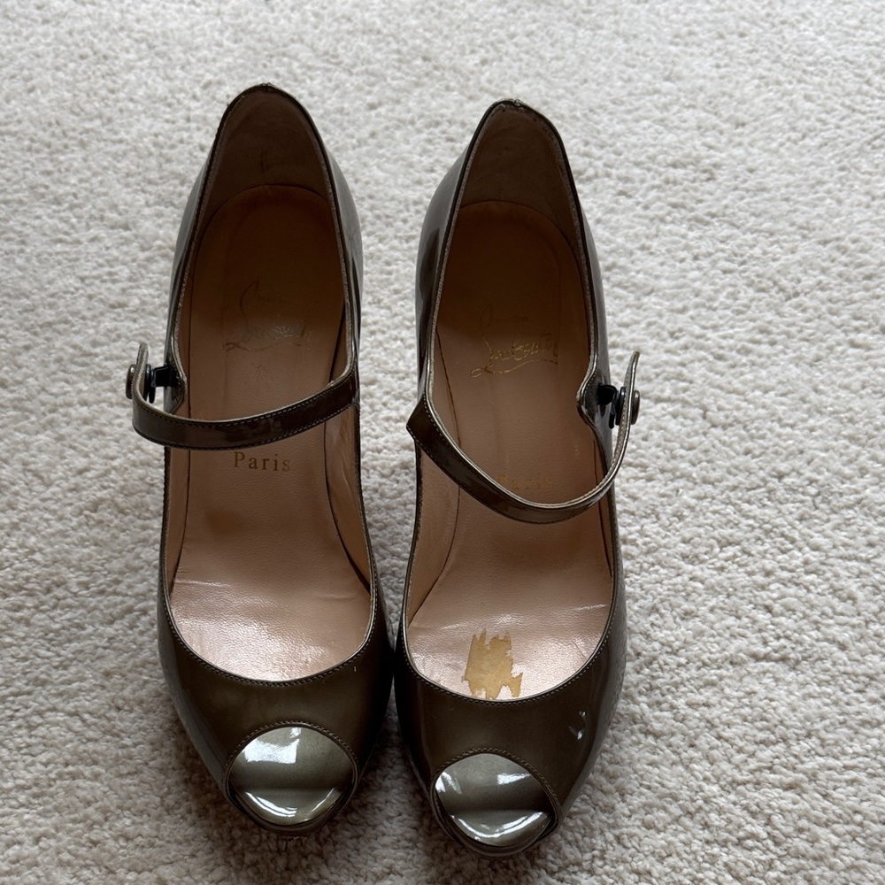 Christian Louboutin Grey Peep Toe Heels